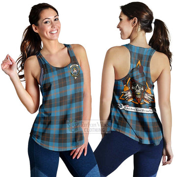 Garden (Gardyne) Tartan Women's Racerback Tanks with Family Crest and Bearded Skull Holding Bottles of Whiskey 4XL - Tartan Vibes Clothing