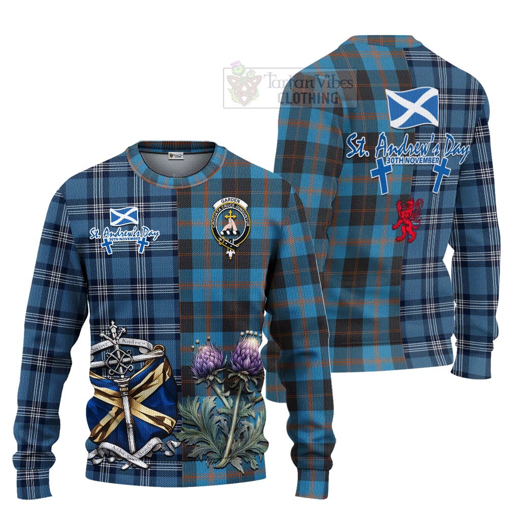 Garden (Gardyne) Tartan Knitted Sweater Happy St. Andrew's Day Half Tartan Style Unisex - Tartan Vibes Clothing