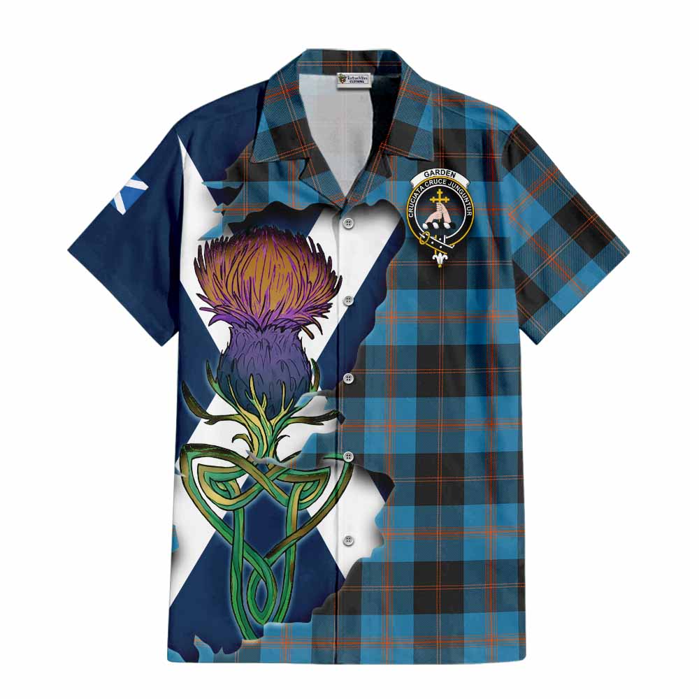Garden (Gardyne) Tartan Family Crest Hawaiian Shirt Scottish Thistle Celtic Inspired Kid - Tartan Vibes Clothing
