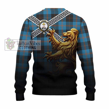 Garden (Gardyne) Crest Tartan Knitted Sweater with Golden Lion Emblem Celtic Style - Tartan Vibes Clothing