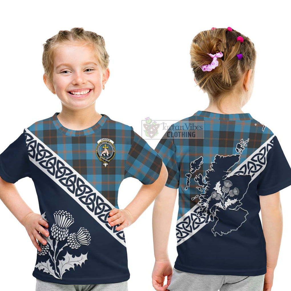 Garden (Gardyne) Tartan Kid T-Shirt Featuring Thistle and Scotland Map - Tartan Vibes Clothing