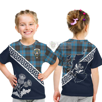 Garden (Gardyne) Tartan Kid T-Shirt Featuring Thistle and Scotland Map - Tartan Vibes Clothing