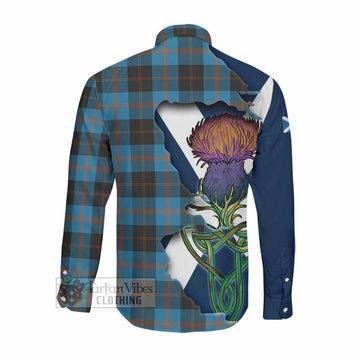 Tartan Vibes Clothing Garden (Gardyne) Tartan Family Crest Long Sleeve Button Shirt Scottish Thistle Celtic Inspired