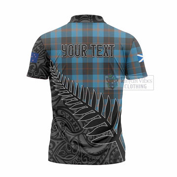 Garden (Gardyne) Crest Tartan Zipper Polo Shirt with New Zealand Silver Fern Half Style - Tartan Vibes Clothing