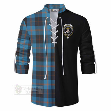 Garden (Gardyne) Tartan Ghillie Kilt Shirt with Family Crest and Half Of Me Style - Tartan Vibes Clothing