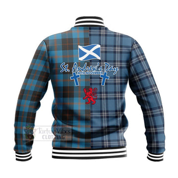 Garden (Gardyne) Tartan Baseball Jacket Happy St. Andrew's Day Half Tartan Style - Tartan Vibes Clothing
