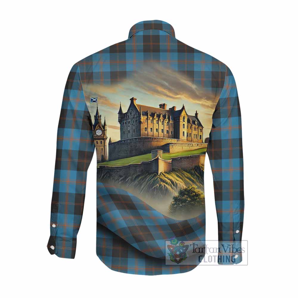 Tartan Vibes Clothing Garden (Gardyne) Tartan Family Crest Long Sleeve Button Shirt with Scottish Ancient Castle Style