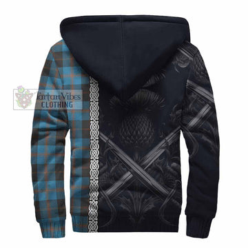 Garden (Gardyne) Tartan Sherpa Hoodie with Family Crest Cross Sword Thistle Celtic Vibes - Tartan Vibes Clothing