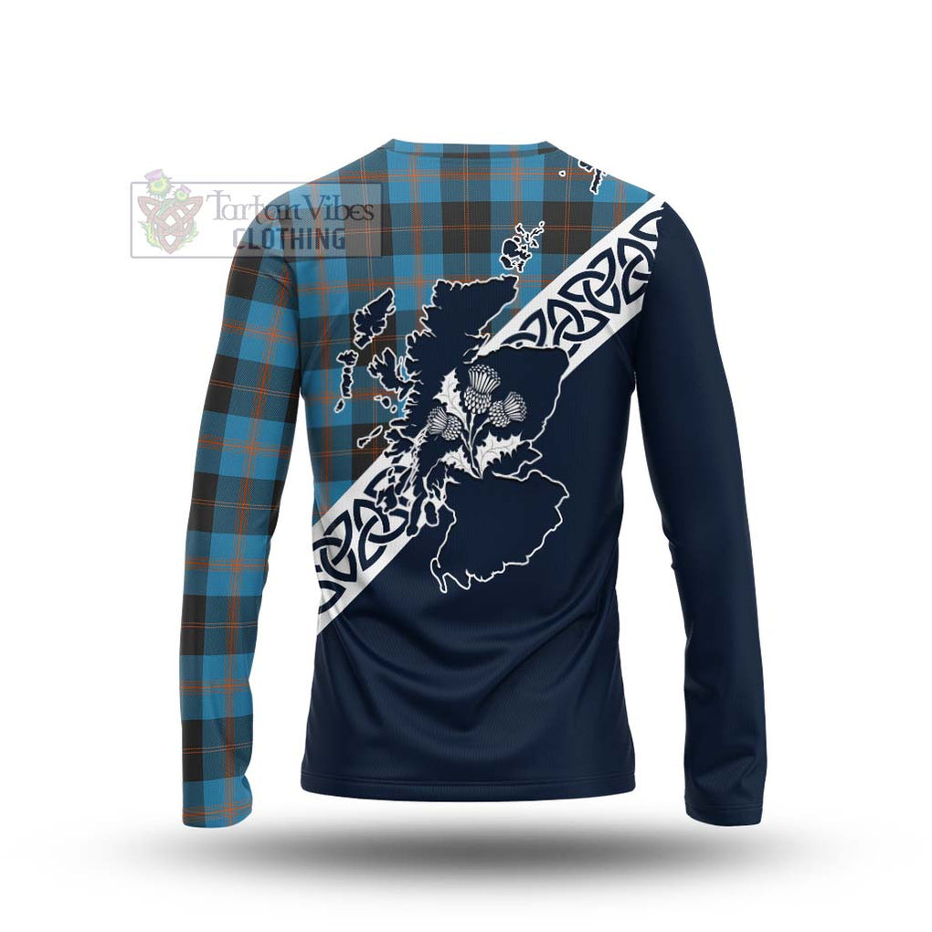Garden (Gardyne) Tartan Long Sleeve T-Shirt Featuring Thistle and Scotland Map - Tartan Vibes Clothing