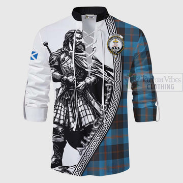 Garden (Gardyne) Tartan Clan Crest Ghillie Kilt Shirt with Highlander Warrior Celtic Style - Tartan Vibes Clothing