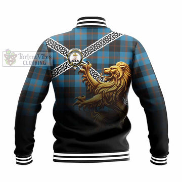 Tartan Vibes Clothing Garden (Gardyne) Crest Tartan Baseball Jacket with Golden Lion Emblem Celtic Style