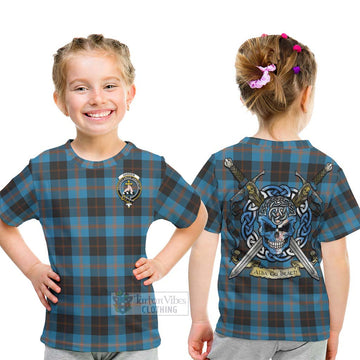 Garden (Gardyne) Tartan Kid T-Shirt with Family Crest Celtic Skull Style - Tartan Vibes Clothing