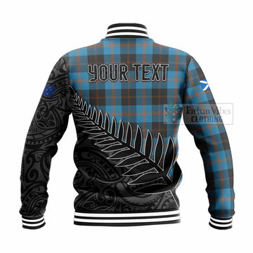 Tartan Vibes Clothing Garden (Gardyne) Crest Tartan Baseball Jacket with New Zealand Silver Fern Half Style