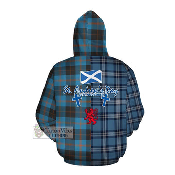 Garden (Gardyne) Tartan Cotton Hoodie Happy St. Andrew's Day Half Tartan Style Pullover Hoodie - Tartan Vibes Clothing