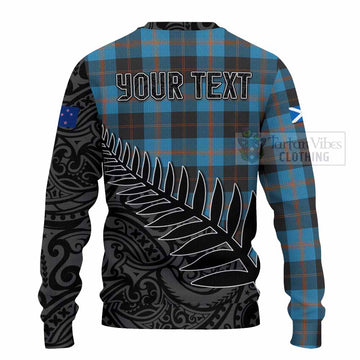Tartan Vibes Clothing Garden (Gardyne) Crest Tartan Knitted Sweater with New Zealand Silver Fern Half Style