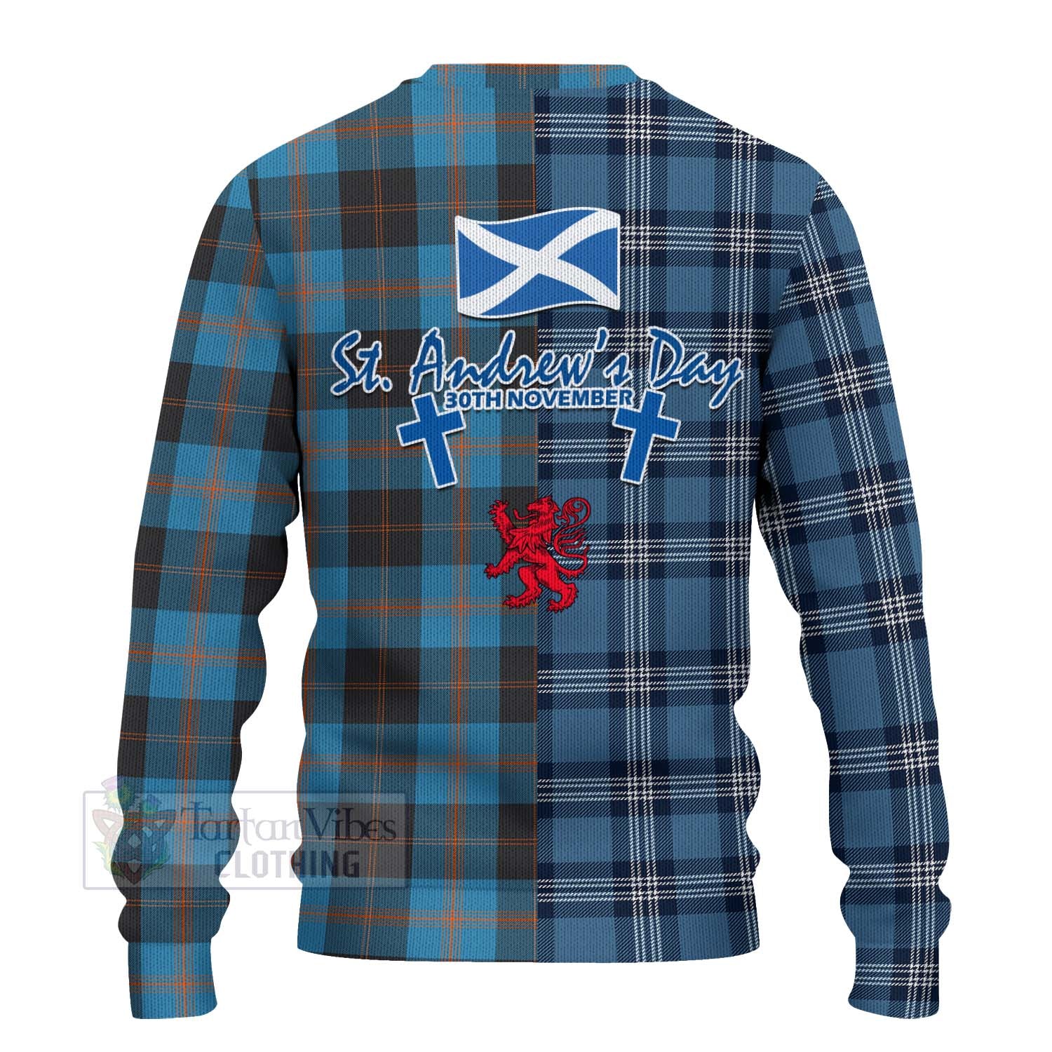 Garden (Gardyne) Tartan Knitted Sweater Happy St. Andrew's Day Half Tartan Style - Tartan Vibes Clothing