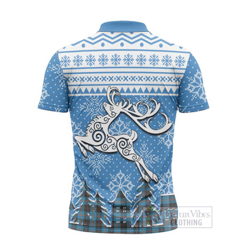 Garden (Gardyne) Clan Christmas Zipper Polo Shirt Celtic Reindeer Style - Tartan Vibes Clothing