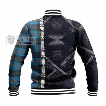 Garden (Gardyne) Tartan Baseball Jacket with Family Crest Cross Sword Thistle Celtic Vibes - Tartan Vibes Clothing