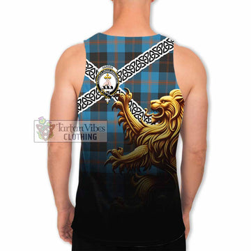 Garden (Gardyne) Crest Tartan Men's Tank Top with Golden Lion Emblem Celtic Style - Tartan Vibes Clothing