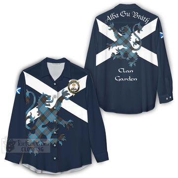 Garden (Gardyne) Tartan Lion Rampant Women's Casual Shirt Proudly Display Your Heritage with Alba Gu Brath and Clan Name - Tartan Vibes Clothing