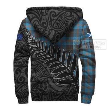 Garden (Gardyne) Crest Tartan Sherpa Hoodie with New Zealand Silver Fern Half Style - Tartan Vibes Clothing