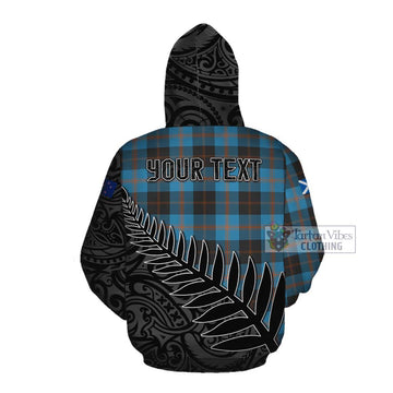 Tartan Vibes Clothing Garden (Gardyne) Crest Tartan Cotton Hoodie with New Zealand Silver Fern Half Style