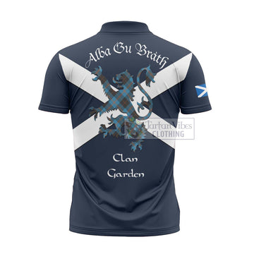 Garden (Gardyne) Tartan Lion Rampant Zipper Polo Shirt Proudly Display Your Heritage with Alba Gu Brath and Clan Name - Tartan Vibes Clothing