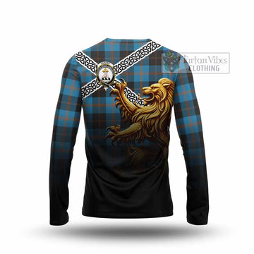 Garden (Gardyne) Crest Tartan Long Sleeve T-Shirt with Golden Lion Emblem Celtic Style - Tartan Vibes Clothing