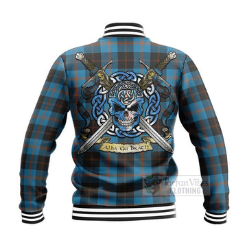 Garden (Gardyne) Tartan Baseball Jacket with Family Crest Celtic Skull Style - Tartan Vibes Clothing
