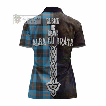 Garden (Gardyne) Tartan Family Crest Women's Polo Shirt Alba Gu Brath Be Brave Lion Ancient Style - Tartan Vibes Clothing
