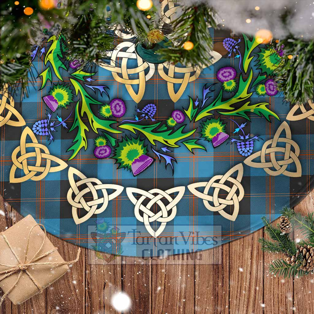 Tartan Vibes Clothing Garden (Gardyne) Tartan Christmas Tree Skirt with Thistle Celtic Knot Style