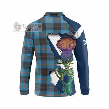 Tartan Vibes Clothing Garden (Gardyne) Tartan Family Crest Long Sleeve Polo Shirt Scottish Thistle Celtic Inspired