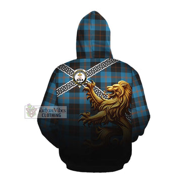 Garden (Gardyne) Crest Tartan Cotton Hoodie with Golden Lion Emblem Celtic Style Pullover Hoodie - Tartan Vibes Clothing