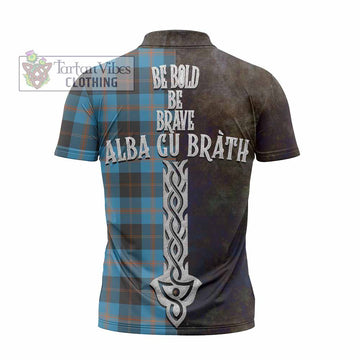 Garden (Gardyne) Tartan Family Crest Zipper Polo Shirt Alba Gu Brath Be Brave Lion Ancient Style - Tartan Vibes Clothing