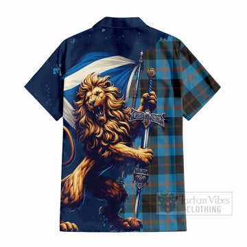 Garden (Gardyne) Tartan Family Crest Hawaiian Shirt with Scottish Majestic Lion - Tartan Vibes Clothing