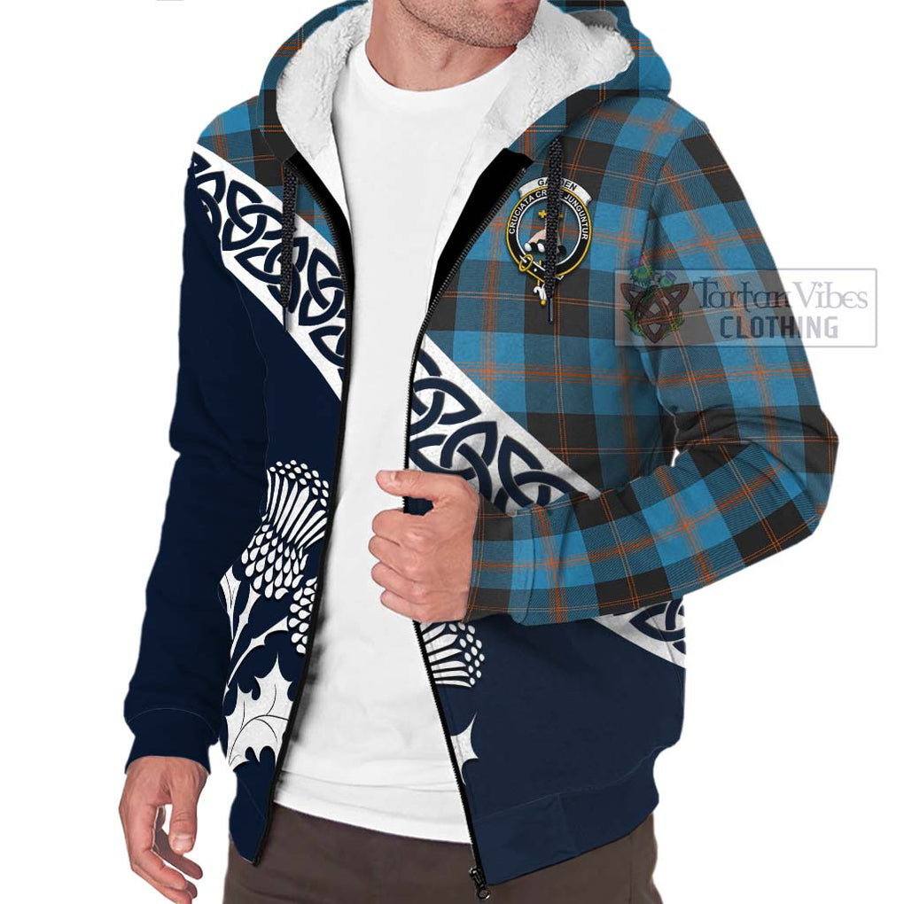 Garden (Gardyne) Tartan Sherpa Hoodie Featuring Thistle and Scotland Map - Tartan Vibes Clothing