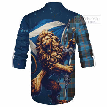 Garden (Gardyne) Tartan Family Crest Ghillie Kilt Shirt with Scottish Majestic Lion - Tartan Vibes Clothing