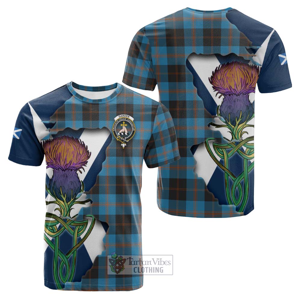 Tartan Vibes Clothing Garden (Gardyne) Tartan Family Crest Cotton T-shirt Scottish Thistle Celtic Inspired