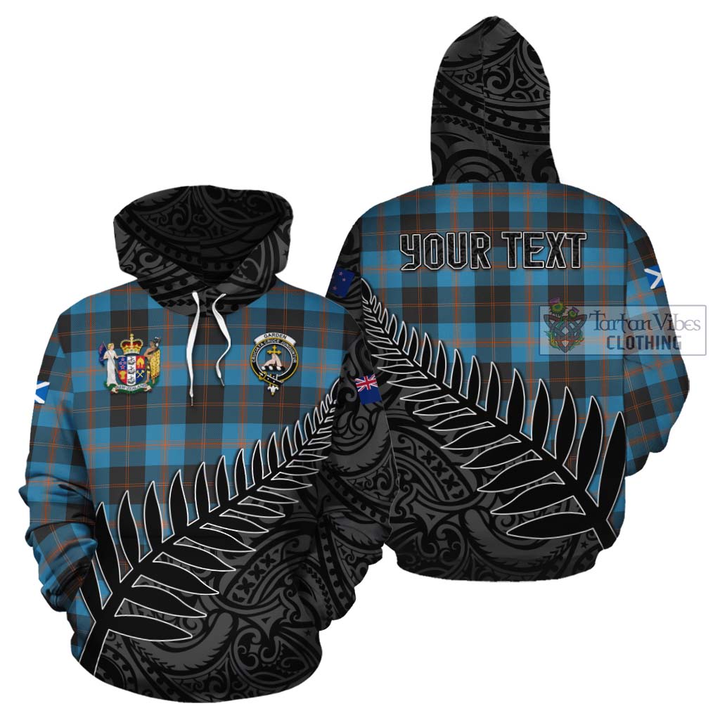Tartan Vibes Clothing Garden (Gardyne) Crest Tartan Cotton Hoodie with New Zealand Silver Fern Half Style