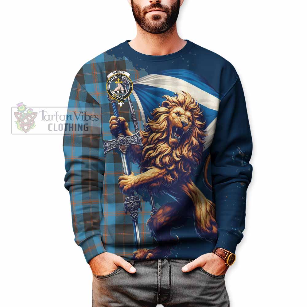 Garden (Gardyne) Tartan Family Crest Sweatshirt with Scottish Majestic Lion - Tartan Vibes Clothing