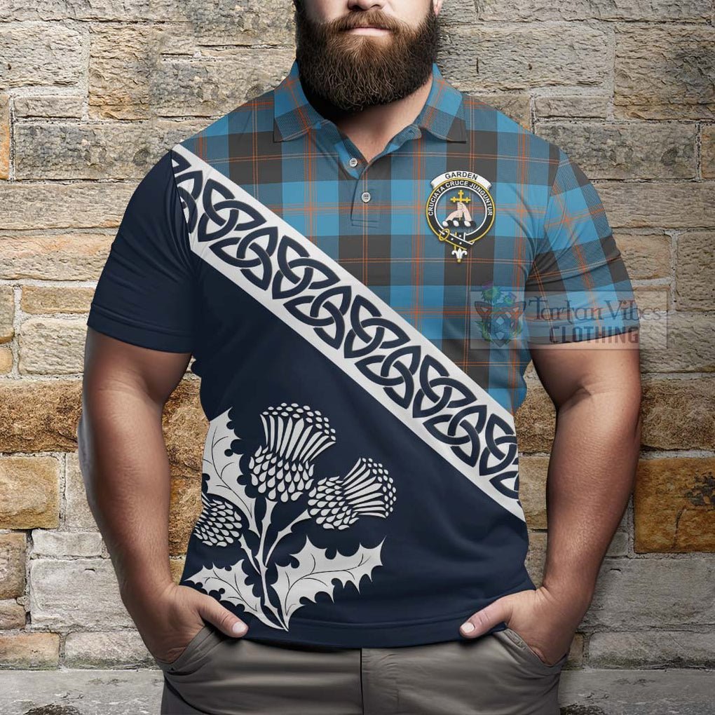 Garden (Gardyne) Tartan Polo Shirt Featuring Thistle and Scotland Map - Tartanvibesclothing Store