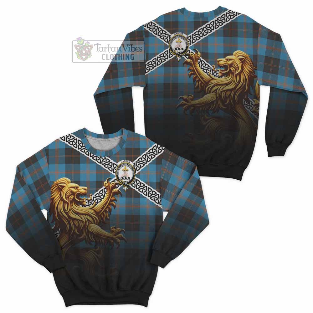 Garden (Gardyne) Crest Tartan Sweatshirt with Golden Lion Emblem Celtic Style - Tartan Vibes Clothing