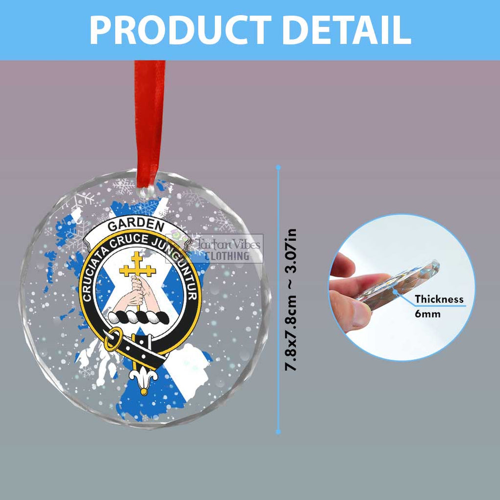 Garden (Gardyne) Clan Crest Christmas Glass Ornament with Scotland Map - 2D-tartanvibesclothing