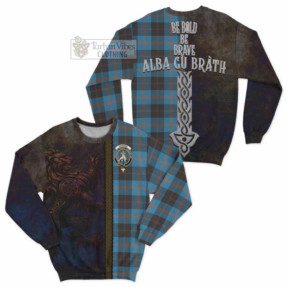 Garden (Gardyne) Tartan Family Crest Sweatshirt Alba Gu Brath Be Brave Lion Ancient Style - Tartan Vibes Clothing