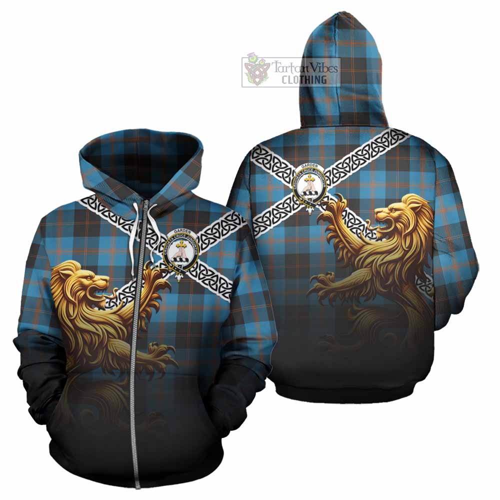 Garden (Gardyne) Crest Tartan Hoodie with Golden Lion Emblem Celtic Style Zip Hoodie - Tartan Vibes Clothing