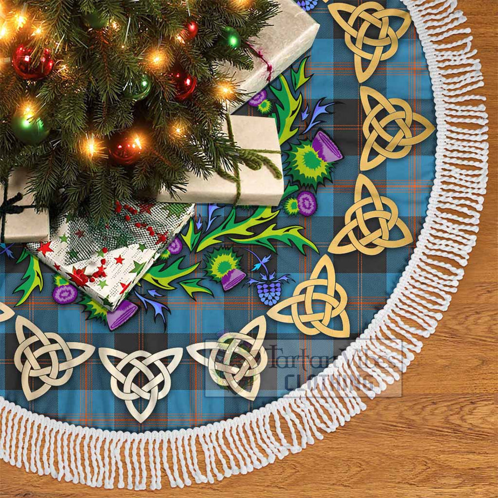 Tartan Vibes Clothing Garden (Gardyne) Tartan Christmas Tree Skirt with Thistle Celtic Knot Style