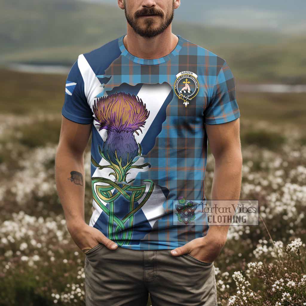Garden (Gardyne) Tartan Family Crest T-Shirt Scottish Thistle Celtic Inspired - Tartan Vibes Clothing