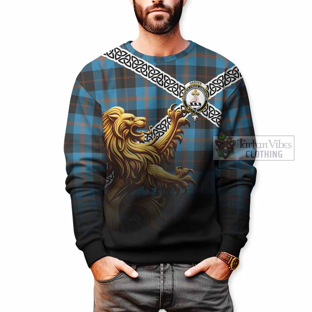 Garden (Gardyne) Crest Tartan Sweatshirt with Golden Lion Emblem Celtic Style - Tartan Vibes Clothing