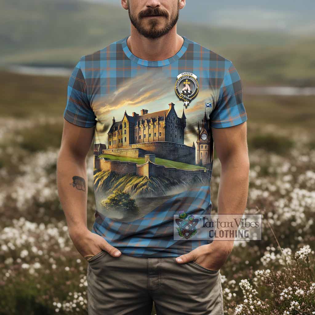 Garden (Gardyne) Tartan Family Crest T-Shirt with Scottish Ancient Castle Style - Tartan Vibes Clothing