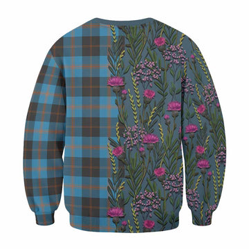 Garden (Gardyne) Family Crest Tartan Sweatshirt Scottish Thistle Flower Pattern Half Style - Tartan Vibes Clothing